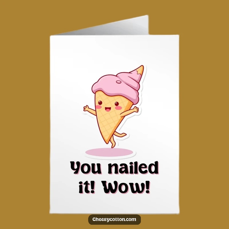 Free Printable Ice Cream Congrats Card: Funny Cartwheel Treat Downloadable Greeting