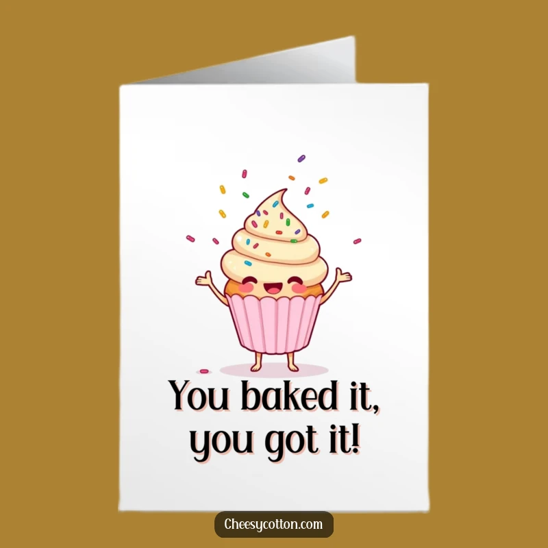 Free Printable Congrats Card: Cupcake Juggles Sprinkles, Funny Downloadable Gift