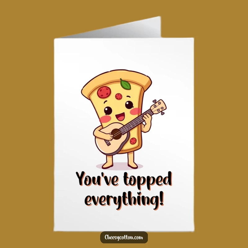 Free Printable Pizza Congrats Card: Ukulele Vibes, Funny Downloadable Gift