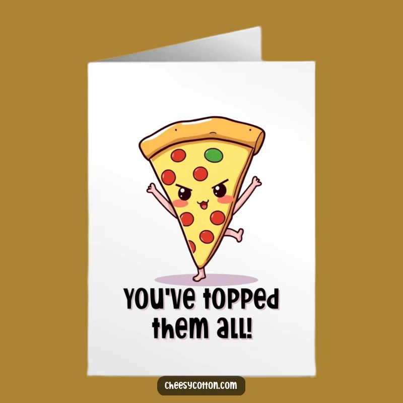 Free Printable Congrats Card: Pizza Handstand, Amusing Downloadable Gift for Balancing Success