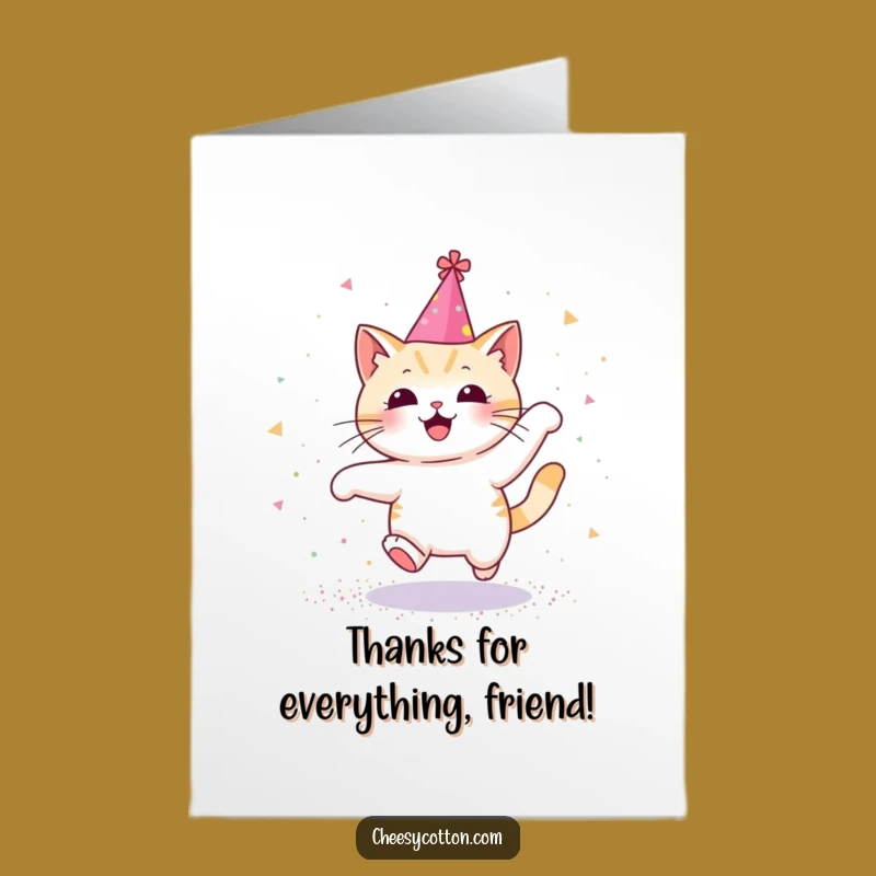 Free Printable Kawaii Cat Thank You Card: Funny DIY Downloadable Gift for Gratitude