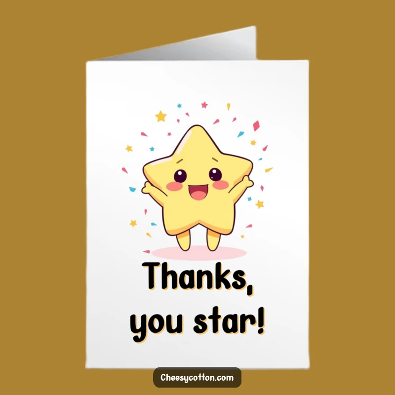 Free Printable Kawaii Star Thank You Card: Confetti Gratitude Downloadable