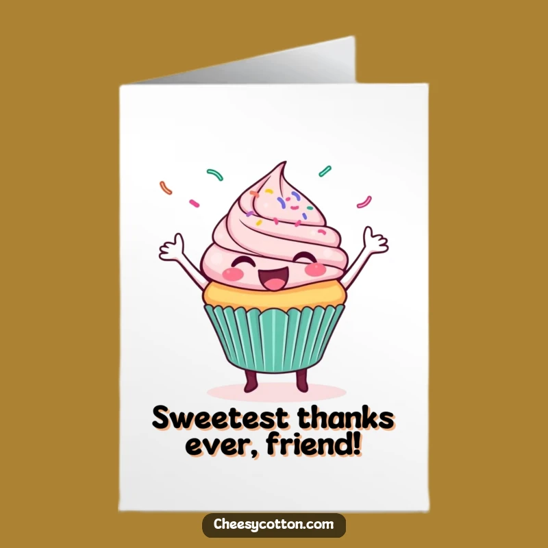 Free Printable Thank You Card: Dancing Cupcake with Sprinkles, a Deliciously Funny Downloadable Gift!