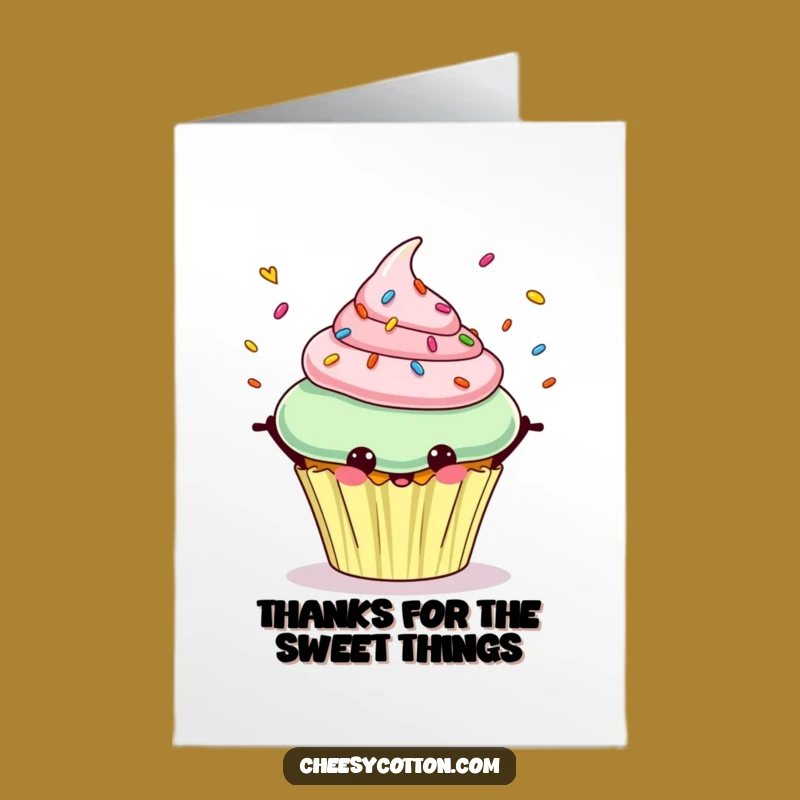 Free Printable Thank You Card: Juggling Cupcake, Sprinkles, Sweet Gratitude Gift