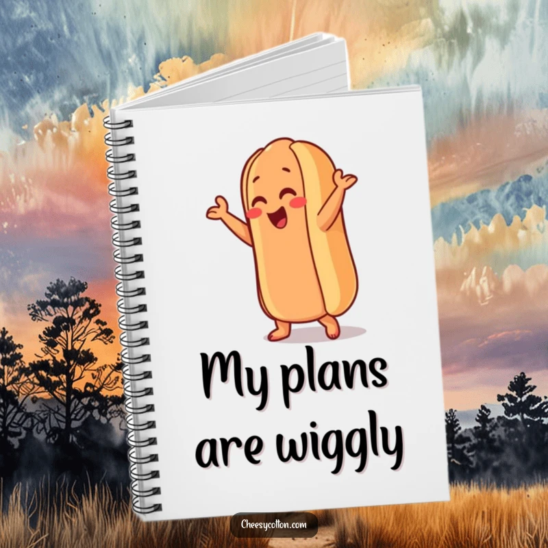 Funny Hot Dog Notebook: Features a hot dog character performing a silly dance move, perfect for note-taking with a dose of humorous fun.