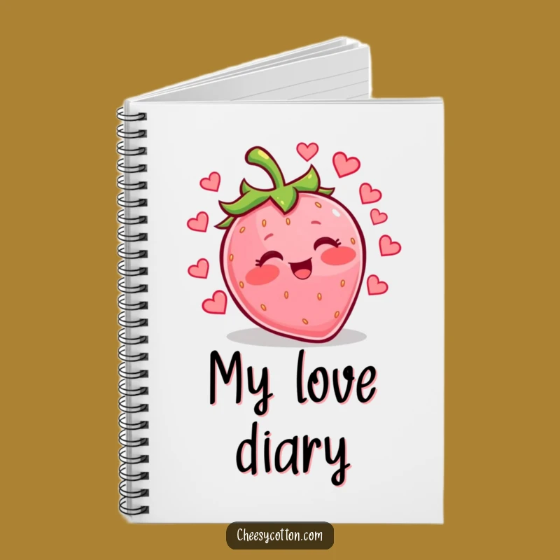 Funny Kawaii Strawberry Heart Notebook Jot Down Sweet Thoughts And Laughs