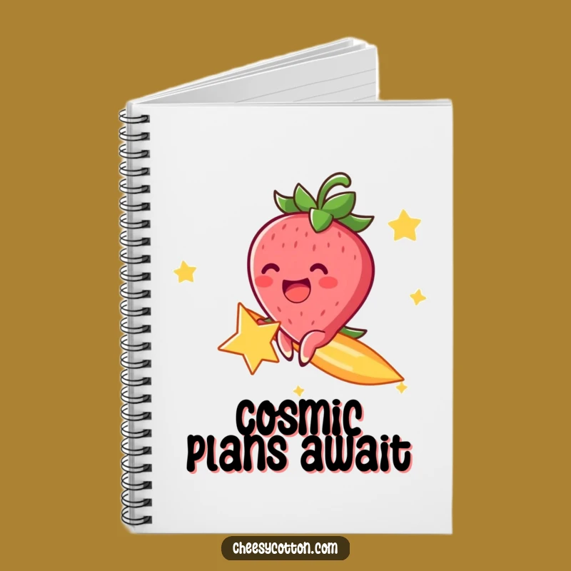 Funny Strawberry Notebook, Star Rider - Whimsical Funny Gift