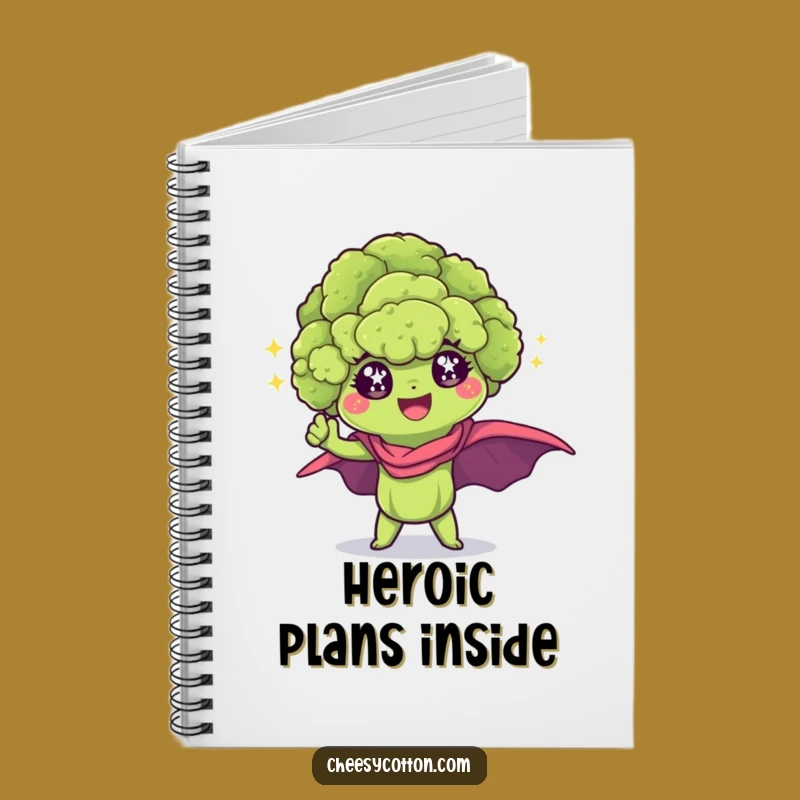 Funny Kawaii Broccoli Superhero Notebook - Heroic Veggie Journal for Bold Ideas