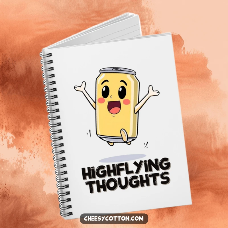 Funny Notebook: An excited soda can high-jumping inspires energetic note-taking and ambitious ideas with fizzy, fun motivation.