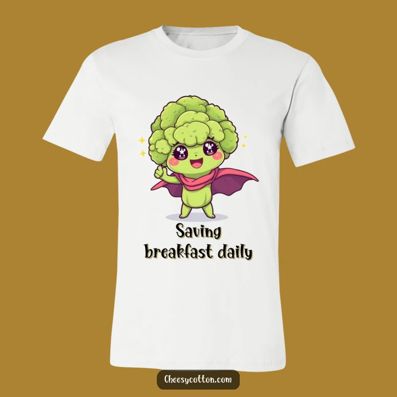Funny Kawaii Broccoli Superhero T-Shirt - Heroic Veggie Tee for Bold Fans
