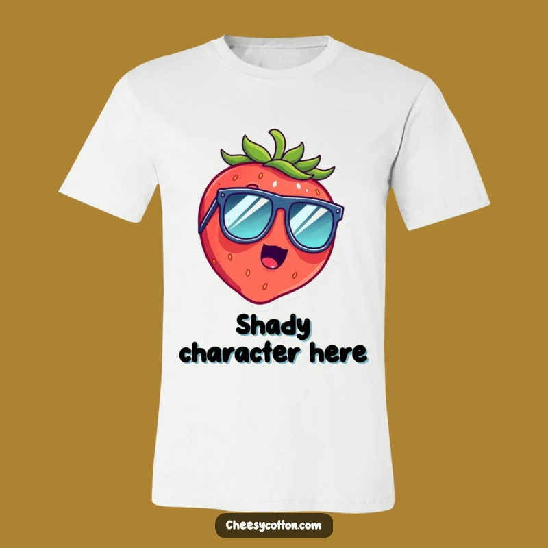 Funny Strawberry T-Shirt: Surprised Giggle Face with Oversized Sunglasses