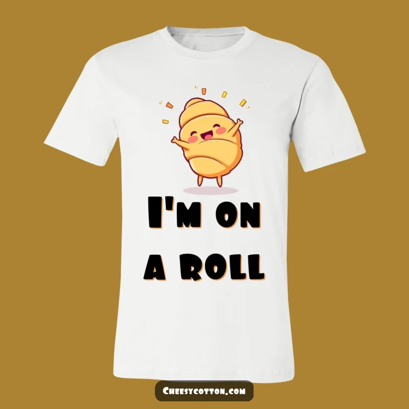 Funny Croissant Cartwheel T-Shirt - Energetic Pastry Gift for Playful Style!