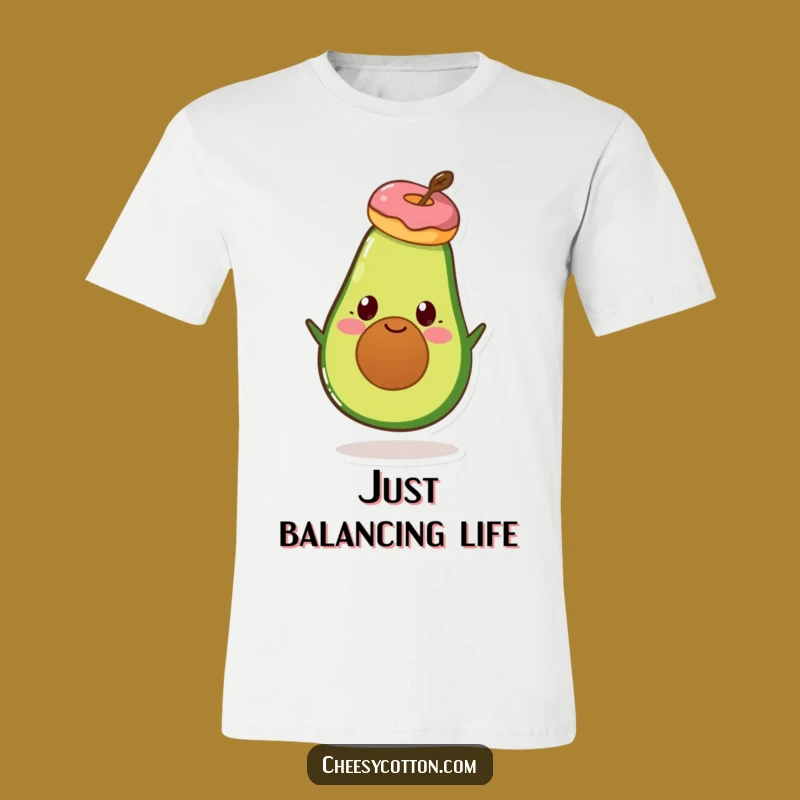 Funny Avocado Donut T-Shirt - Quirky Food Humor Gift for Joyful Wear!