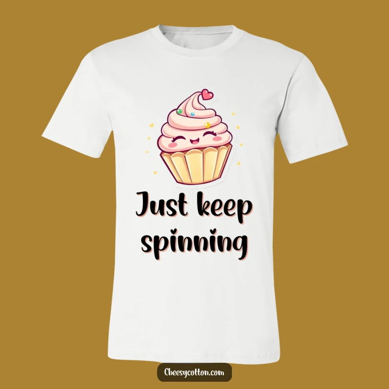 Funny Kawaii Cupcake T-Shirt: Joyful Spinnin' Character, Hilarious Gift For Sweet Treat Enthusiasts