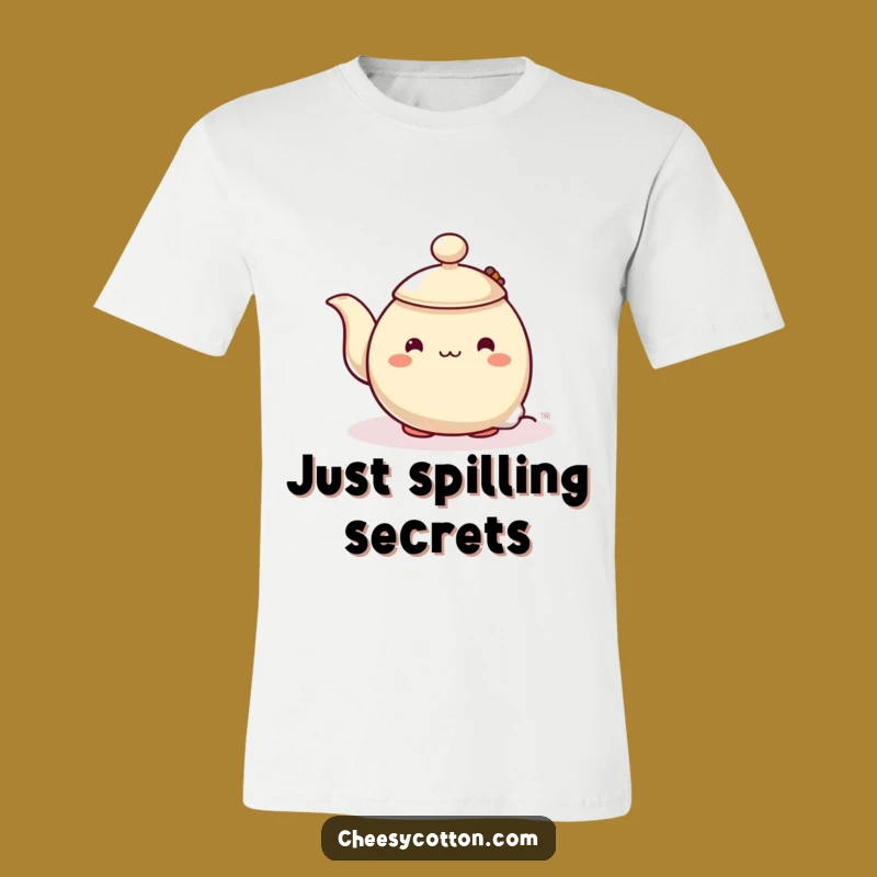 Funny Shy Teapot T-Shirt: Peeking Character Comedy Tee Gift