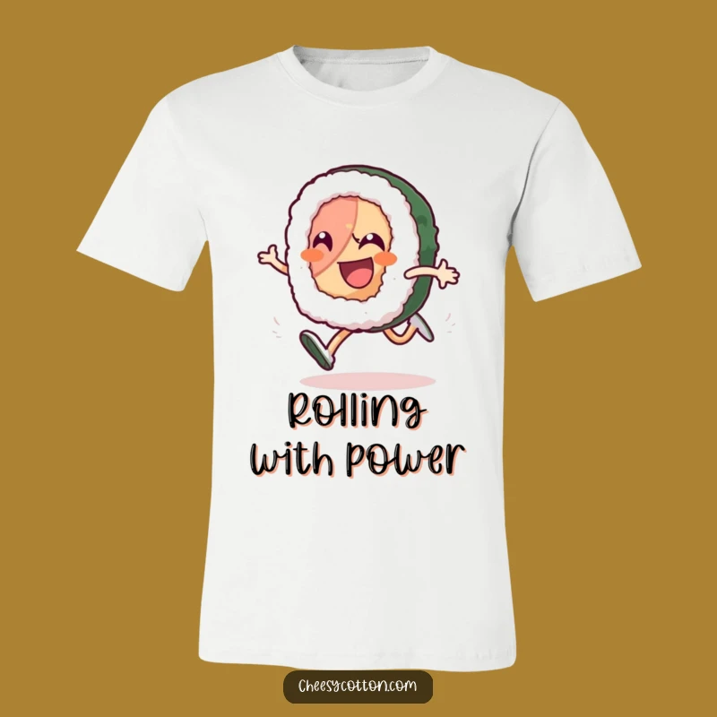 Funny Sushi Run Tee: Expressive High-Knee Jogging Character T-Shirt Gift