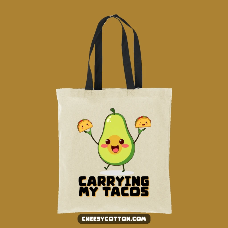 Funny Avocado Taco Juggling Tote Bag: Carry Your Groceries with Humor