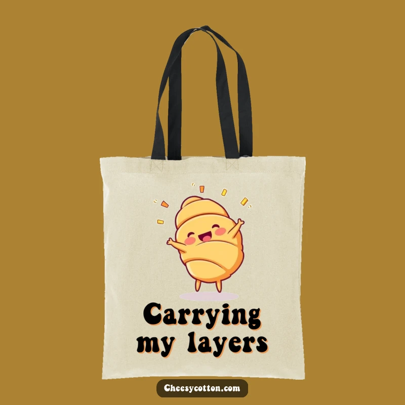 Funny Croissant Cartwheel Tote Bag - Stylish & Hilarious Pastry Accessory!