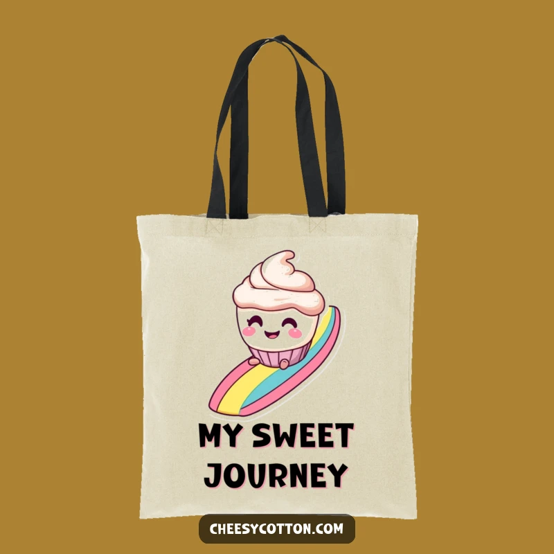 Funny Cupcake Rainbow Tote Bag, Mischievous Slide - Handy Funny Gift