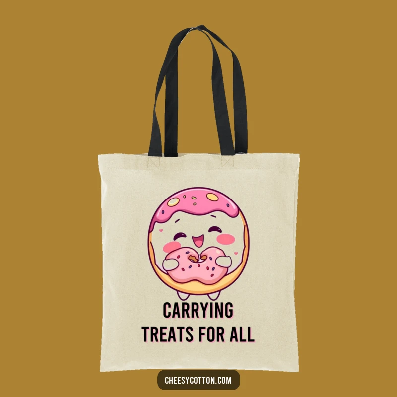 Funny Donut Sharing Tote Bag: Carry Your Treats with a Sweet Character