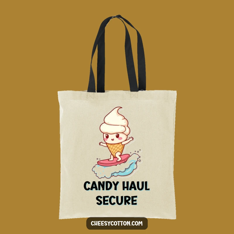 Funny Ice Cream Cone Candy Wave Tote Bag: Carry Your Sweet Style with This Hilarious Bag