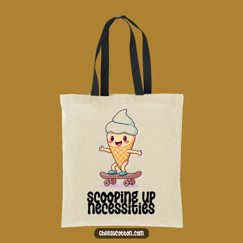 Funny Ice Cream Skateboard Tote Bag: Carry Your Fun with a Cool Character