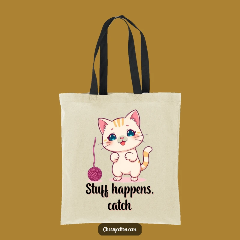 Funny Kawaii Cat Yarn Tote Bag: Carry Your Cat-titude