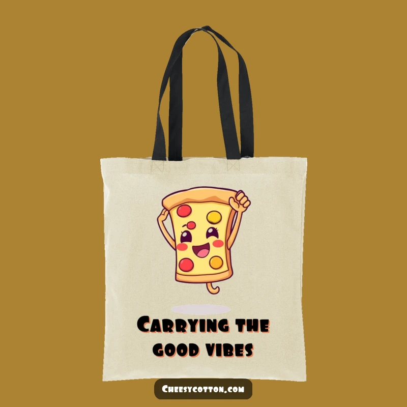 Funny Pizza High Five Tote Bag: Cheerful Accessory for Delicious Daily Errands