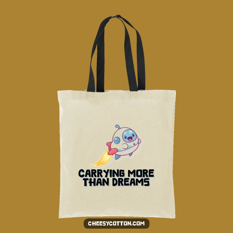 Funny Spaceship Tote Bag: Carry Your Laughs with This Cosmic Traveler