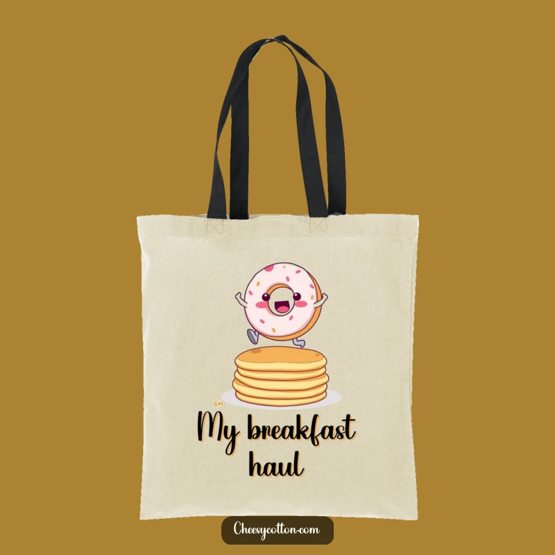 Funny Donut Pancake Leap Tote Bag - Stylish & Action-Packed Breakfast Accessory!